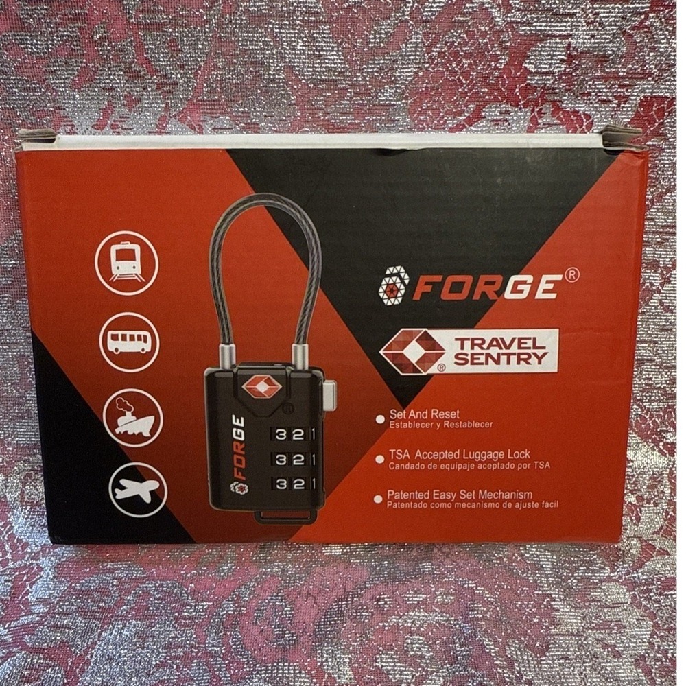 FORGE‎ TSA Travel Sentry Combination Luggage Lock Resettable Cable Lock NIB